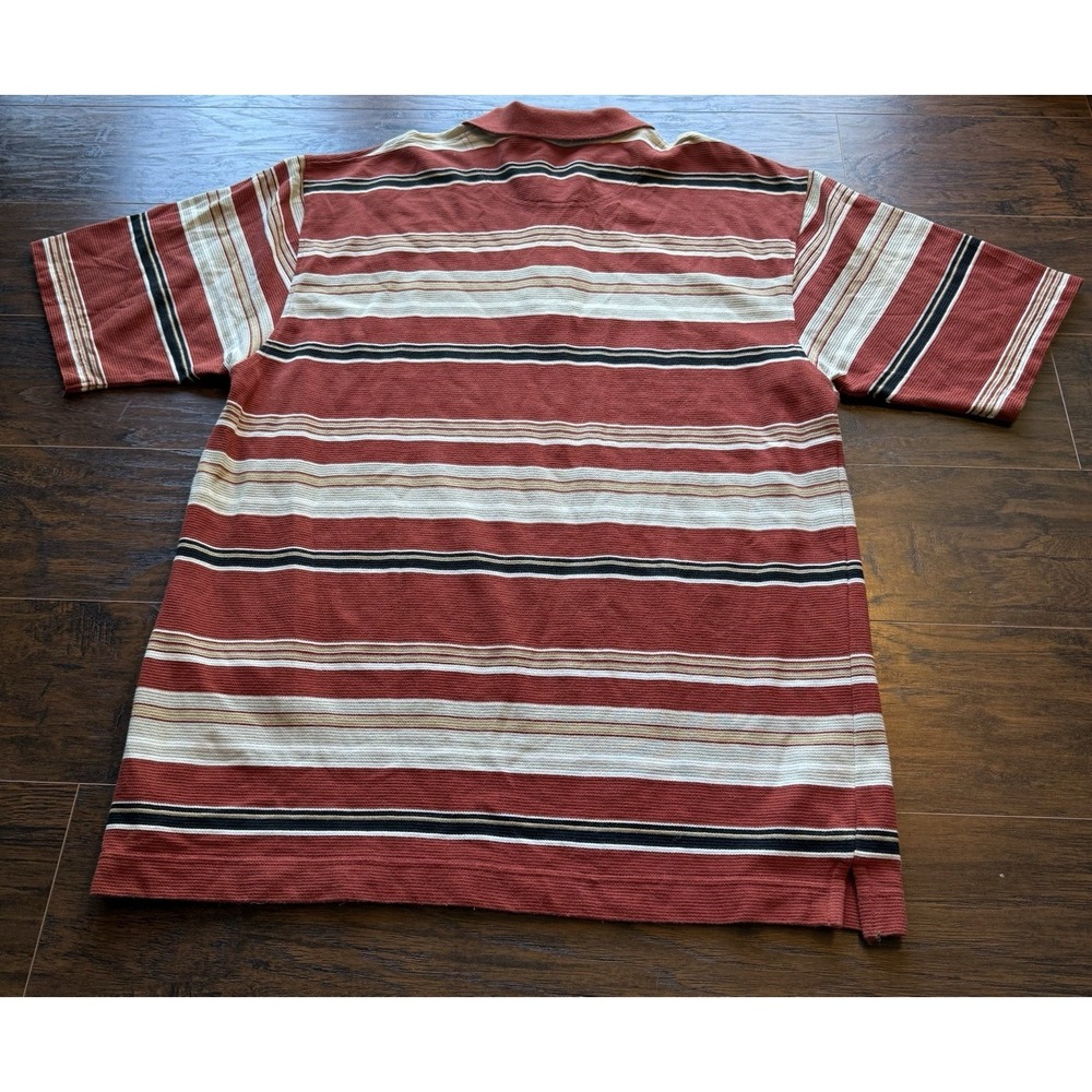 Kani Gold Mens XL Striped Polo Shirt Red Beige Black Short Sleeve Y2K 90s Casual - Picture 5 of 5